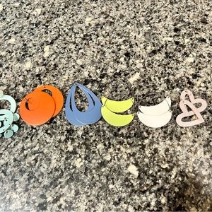 Nickel and Suede leather earring lot 6 pairs- variety of styles